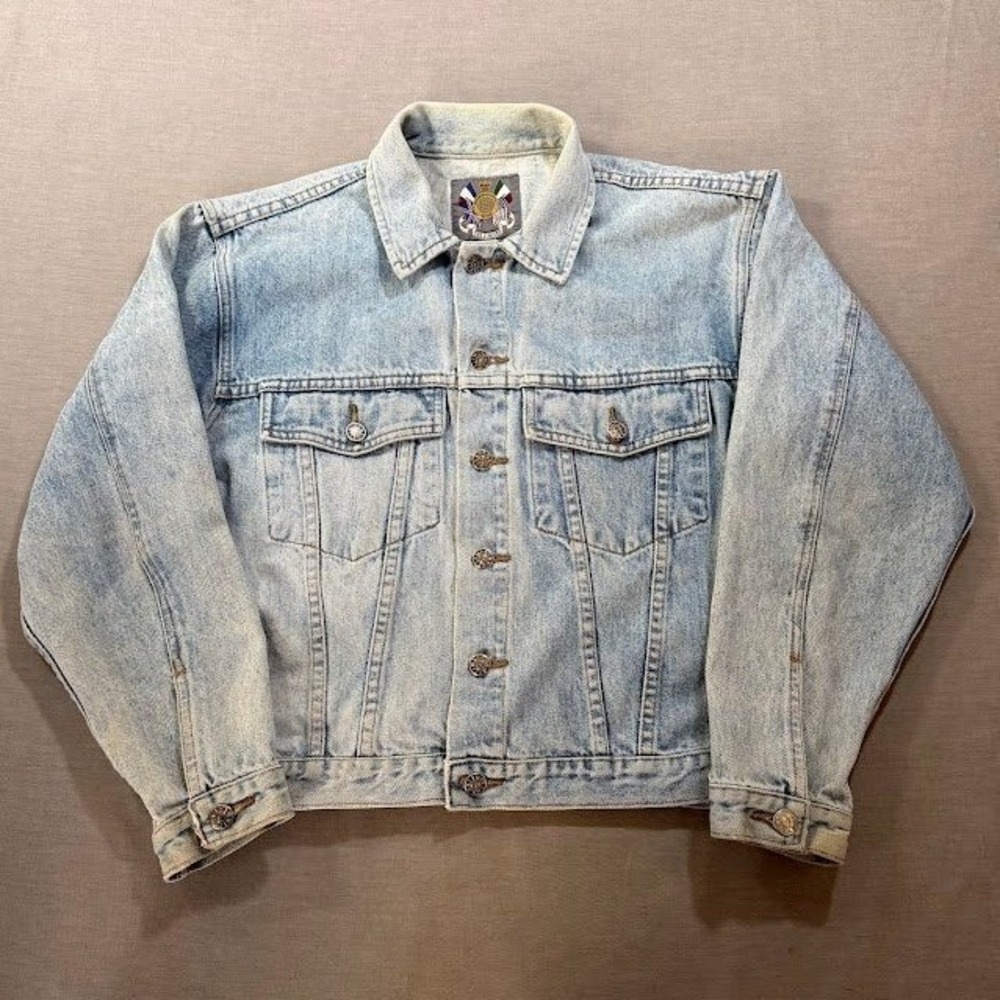 Vintage The Limited‎ International Style Denim Jacket Light Wash Trucker Mens M